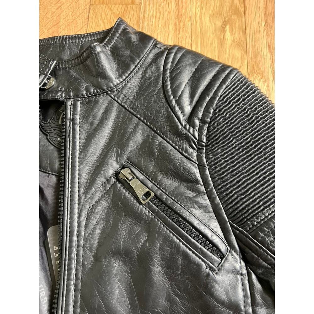 Urban Republic Kids Faux Leather Moto Biker Jacket Black Ribbed NEW (size 5/6) - Picture 5 of 10